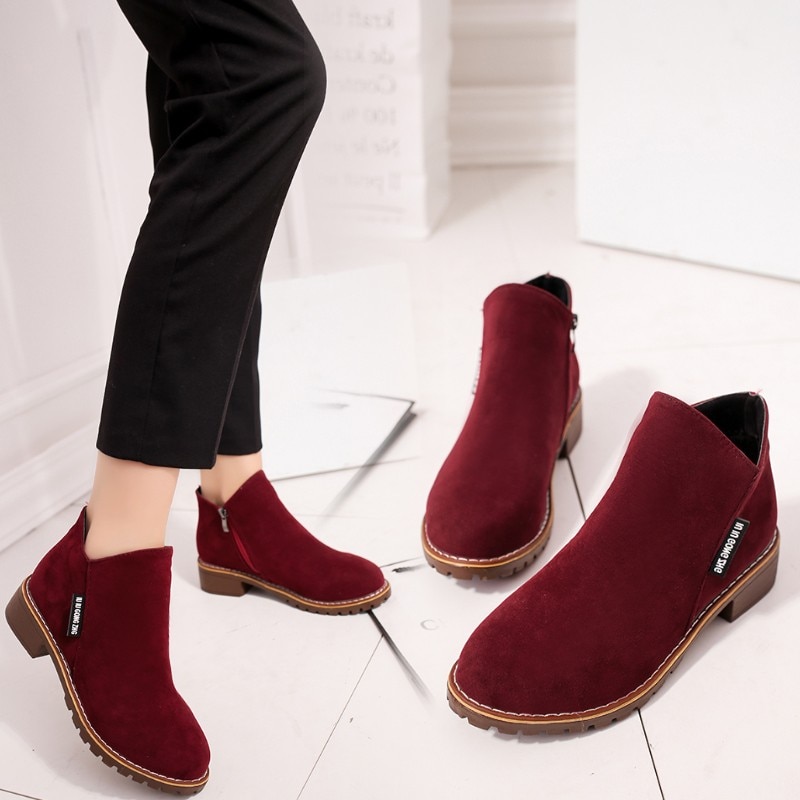 Kvinder sko vinter varme kvindelige støvler ruskind kvinder støvletter britisk retro trend kvinder nøgne sne støvler botas de mujer