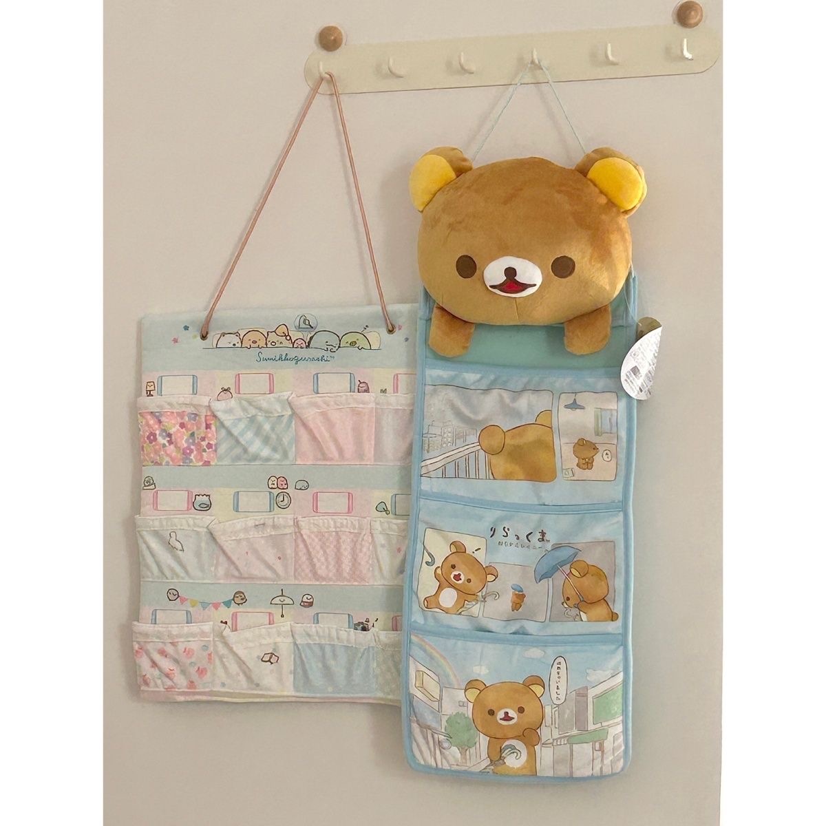 Kawaii Rilakkumas Muur Opknoping Opbergtas Cartoon Korilakkuma Beer Deur Ophangtas Grote Capaciteit Diversen Opbergtas