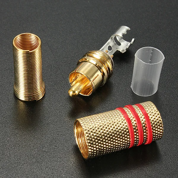 4 Stücke 2 Paar Gold RCA Phono Stecker Lot Audio- Video Kabel Adapter Stecker Großartig für Audio- Lautsprecher