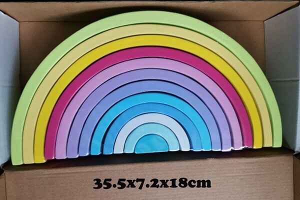 Kinderen Houten Rainbow Blokken Houten Ballen Poppen Rainbow Building Stapelen Blokken Montessori Kleur Sorteren Educatief Speelgoed: 12pcs  blocks B