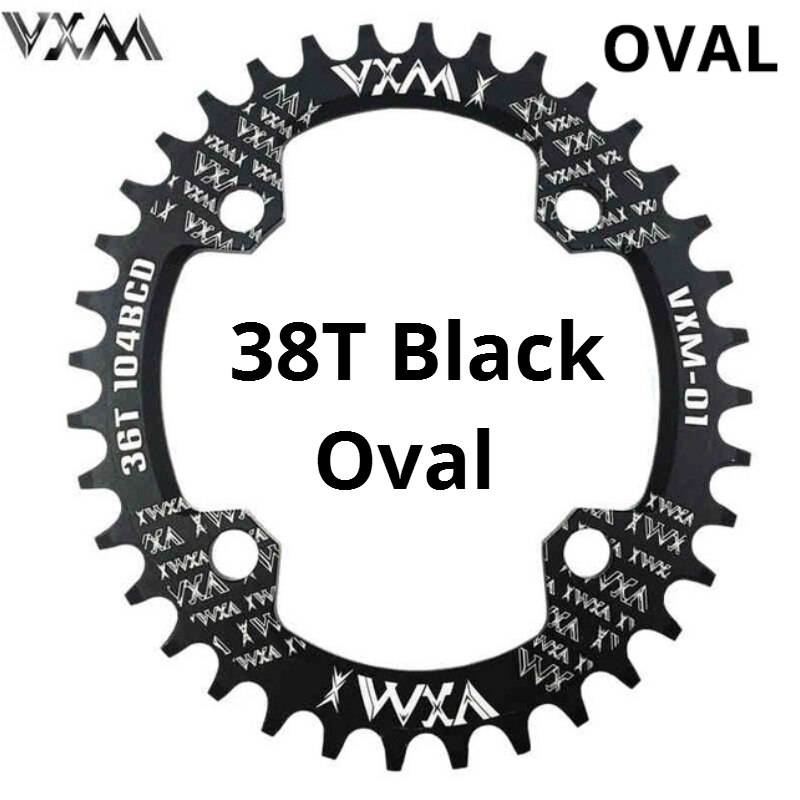 Plato ancho estrecho y ovalado vxm para bicicleta de montaña , 104bcd , 30t 32t 36t 34t 38t piezas de placa dentada, 104bcd .: 38t óvalos negros