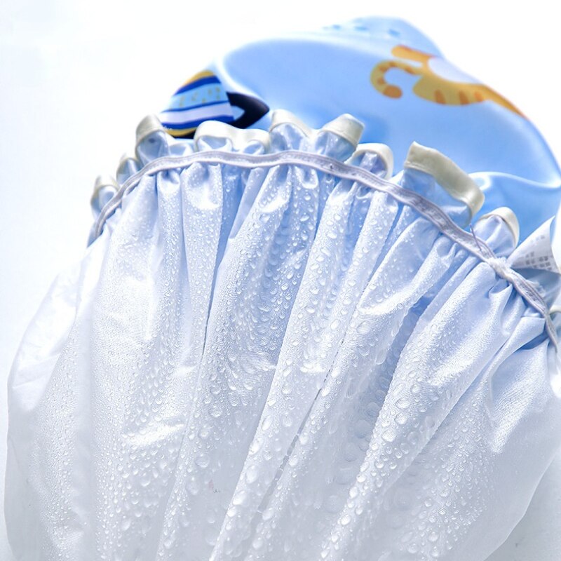 Cute Double Layer Bath Caps Waterproof Silk Head Wrap Hair Cover Lampblack Soot Resistant Shower Caps Satin Bonnet Breathable