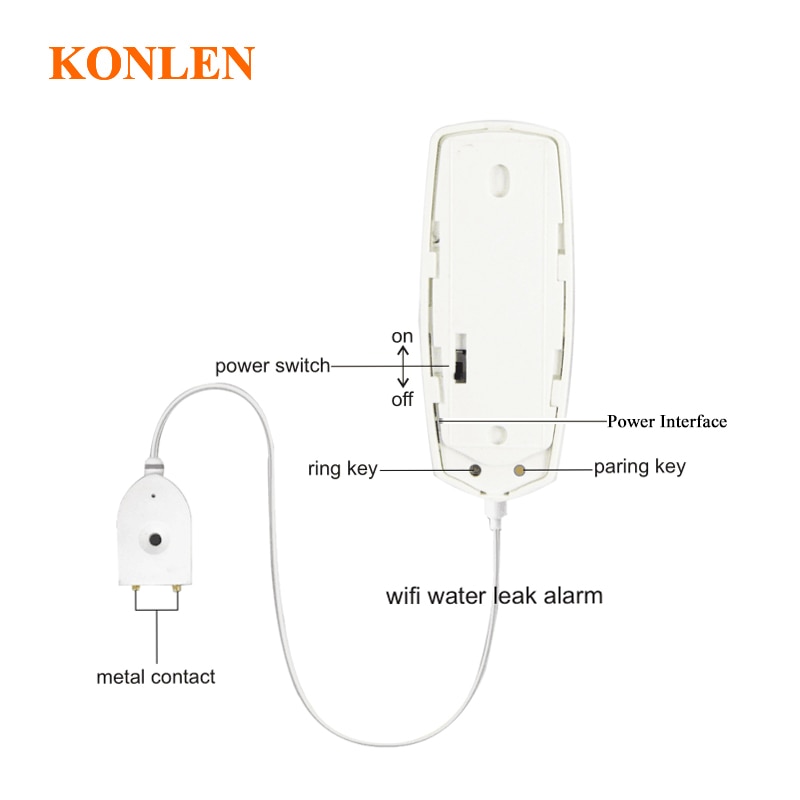 KONLEN WIFI Liquid Leak Sensor Wireless Water Level Detector Leakage Overflow Buzzer Tuya Smart Life APP Push Alarm Alerts