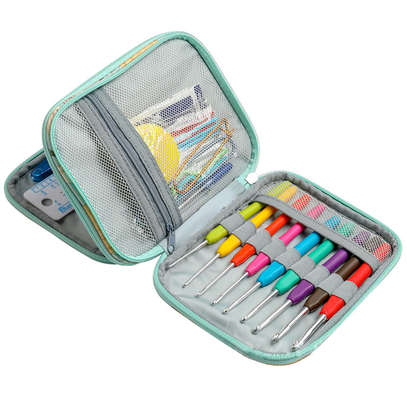 Juego de ganchos de ganchillo para tejer, herramienta de costura para uso doméstico para principiantes, manualidades DIY, marcadores de punto de ganchillo, herramientas de agujas, accesorios de tejido con bolsa