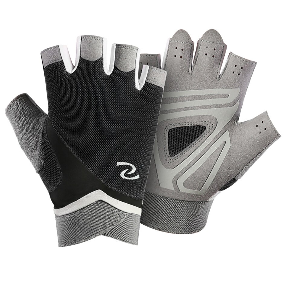 LOOGDEEL Fitness guanti mezze dita antiscivolo attrezzature per il Fitness traspiranti manubri allenamento palestra Body Building guanti da ciclismo: Black / XL