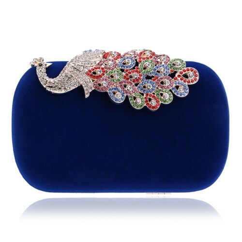 SEKUSA embrayage sacs de soirée couronne strass sacs de soirée sac à main sac à bandoulière pour mariage diamants dame sac à main Mini sacs de soirée: YM1022blue