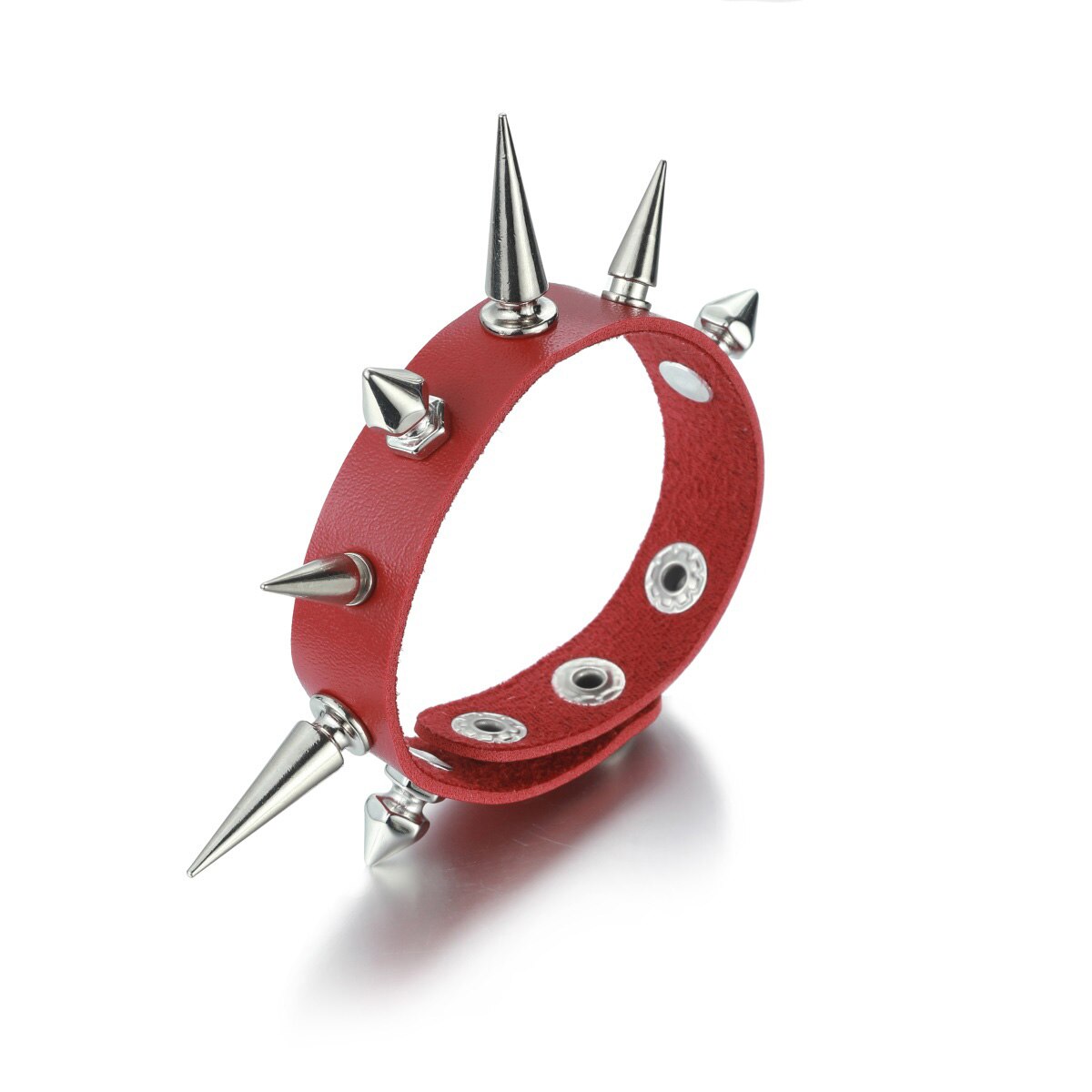 Pulsera de cuero con pinchos para hombre y mujer, brazalete Punk, joyería gótica, accesorios para Cosplay, gótica: red