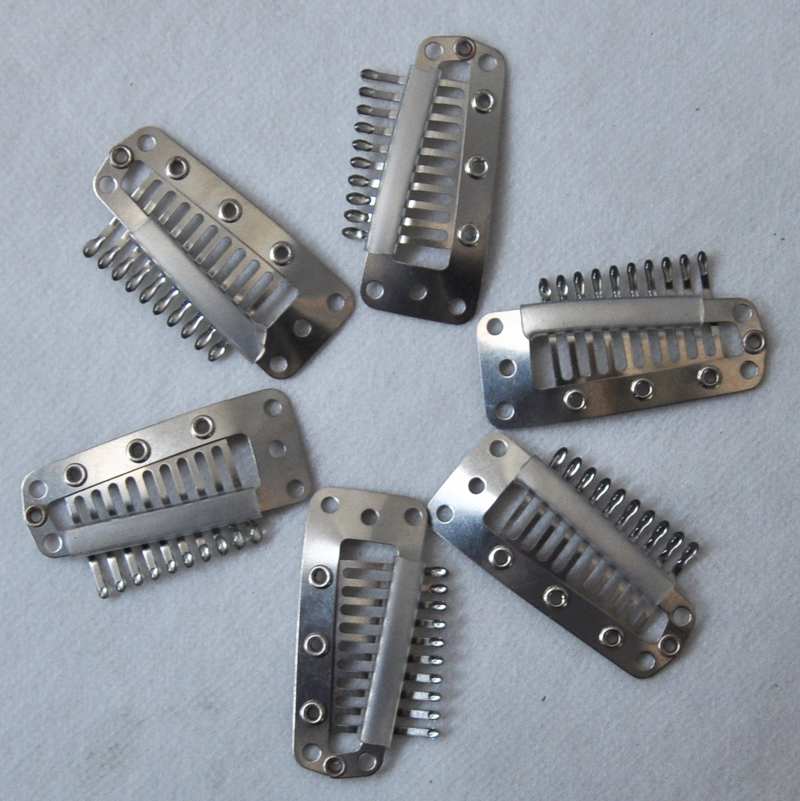 3.8cm 10T-Tube Stainless Steel Snap Wig Clip For Machine Weaving Extensions Hair Extensions Comb