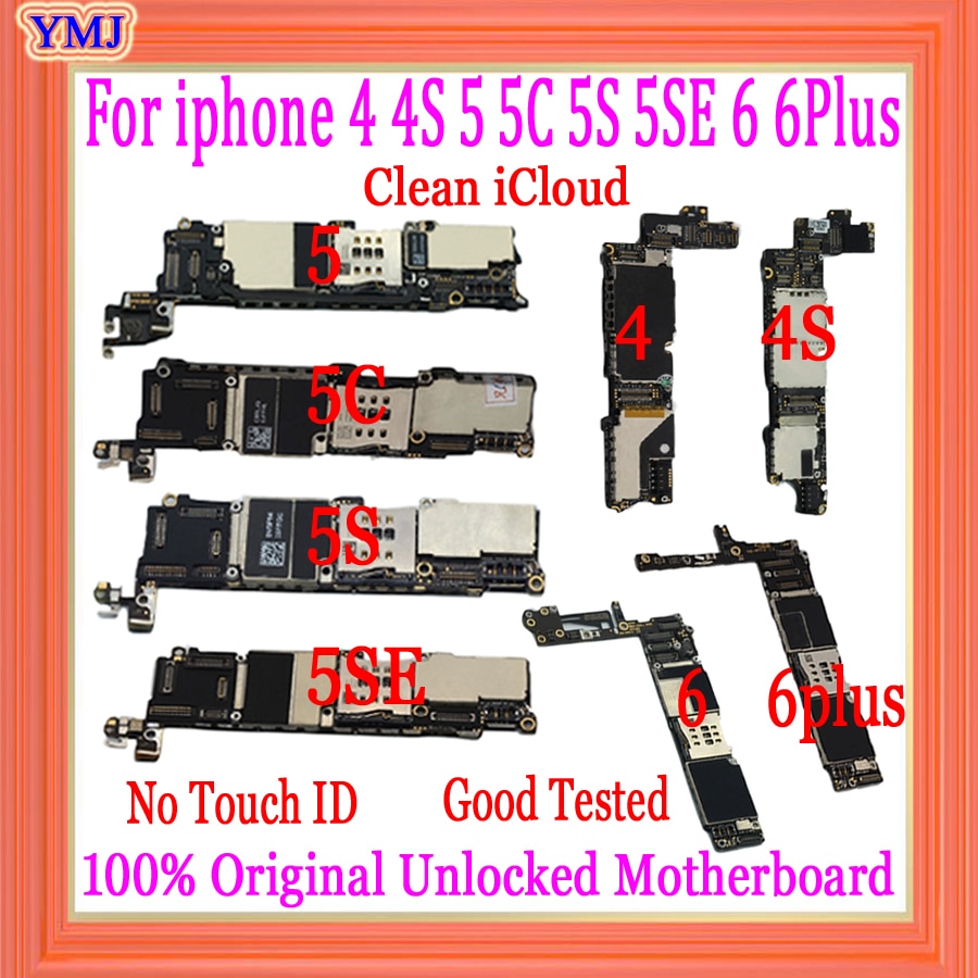 Sbloccato di fabbrica per il iphone 4 4S 5 5C 5S 5SE 6 6Plus Scheda Madre con chip Originale per iphone 5C bordo di Trasporto iCloud, buona Testato