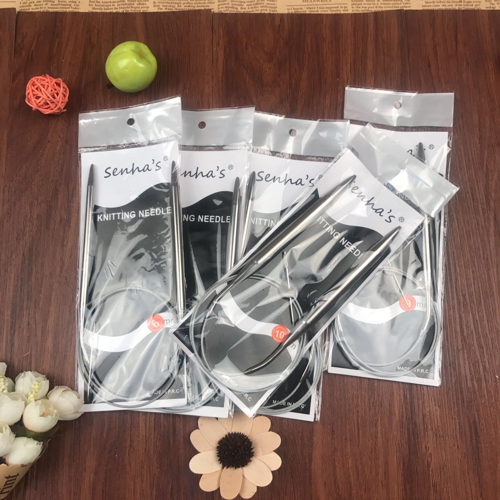 6.0mm-10.0mm Stainless Steel Circular knitting needles set 5PCS/Set 43.65.80.100.120CM knitting needles Crafts