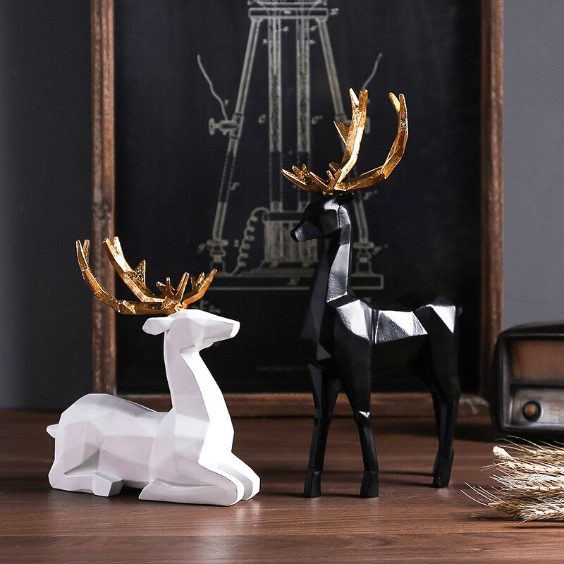 Statue Deers Sculpture Resin Reindeer Decoration Nordic Home Decor