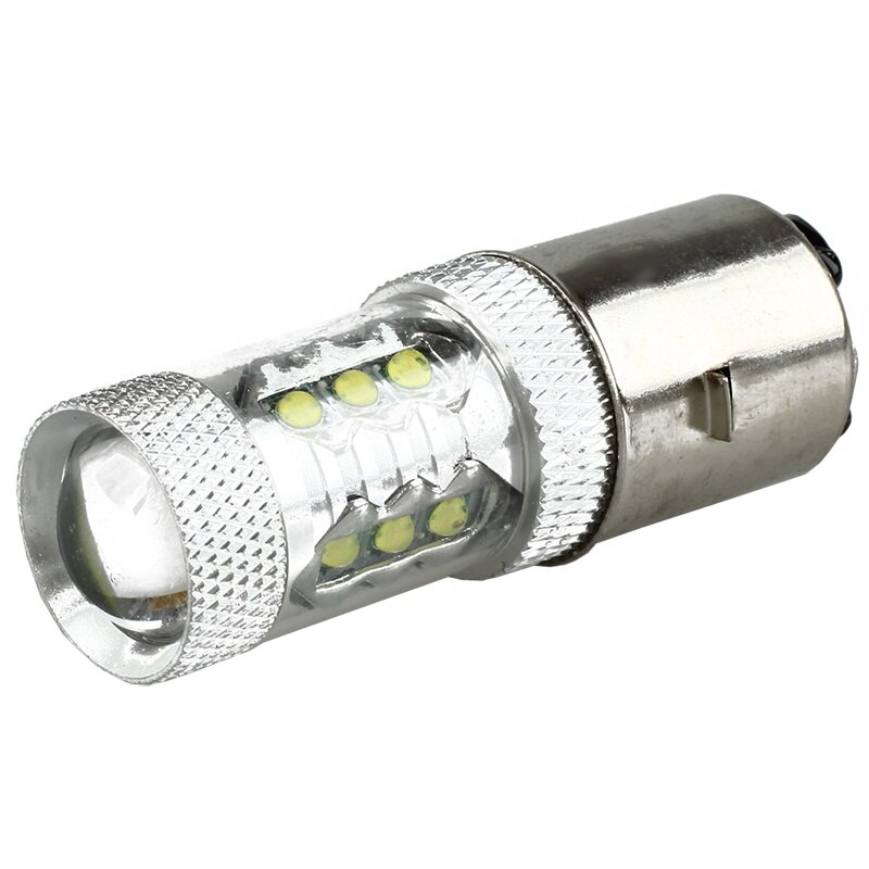 Ampoule de phare de moto/cyclomoteur/ATV, blanche, BA20D H6, 80W, 16 LED