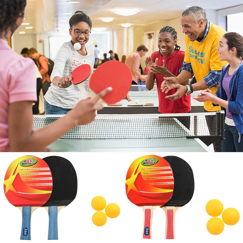 Indoor 2 Player Table Tennis Racket 2PCS Paddle Bat 3Balls Set Double table tennis suit indoor sports#30