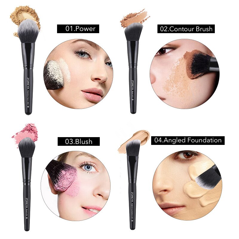 Zoreya-Conjunto de brochas negras de maquillaje, colorete, mezcla de sombras de ojos, delineador de ojos, brocha cosmética, 7/9/15 Uds.