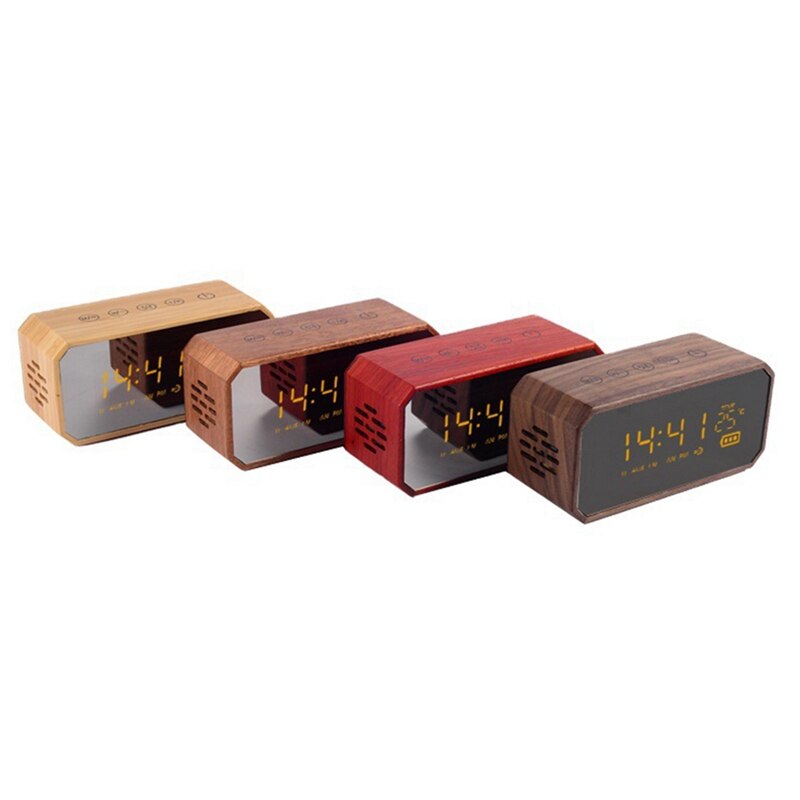 Massief Houten Retro High-Power Wekker Speaker, Draagbare Retro Wekker, Card Radio Speaker