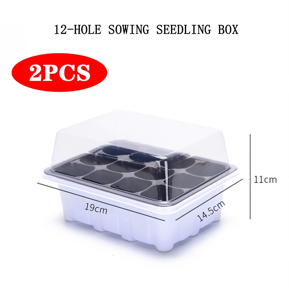 Bandejas de iniciación de semillas de 2 piezas, 60 células grandes, bandeja de plántulas, Kit de cultivo de plantas con tapa y Base para germinación de semillas (6/12 celdas por bandeja): 2pcs  12 holes