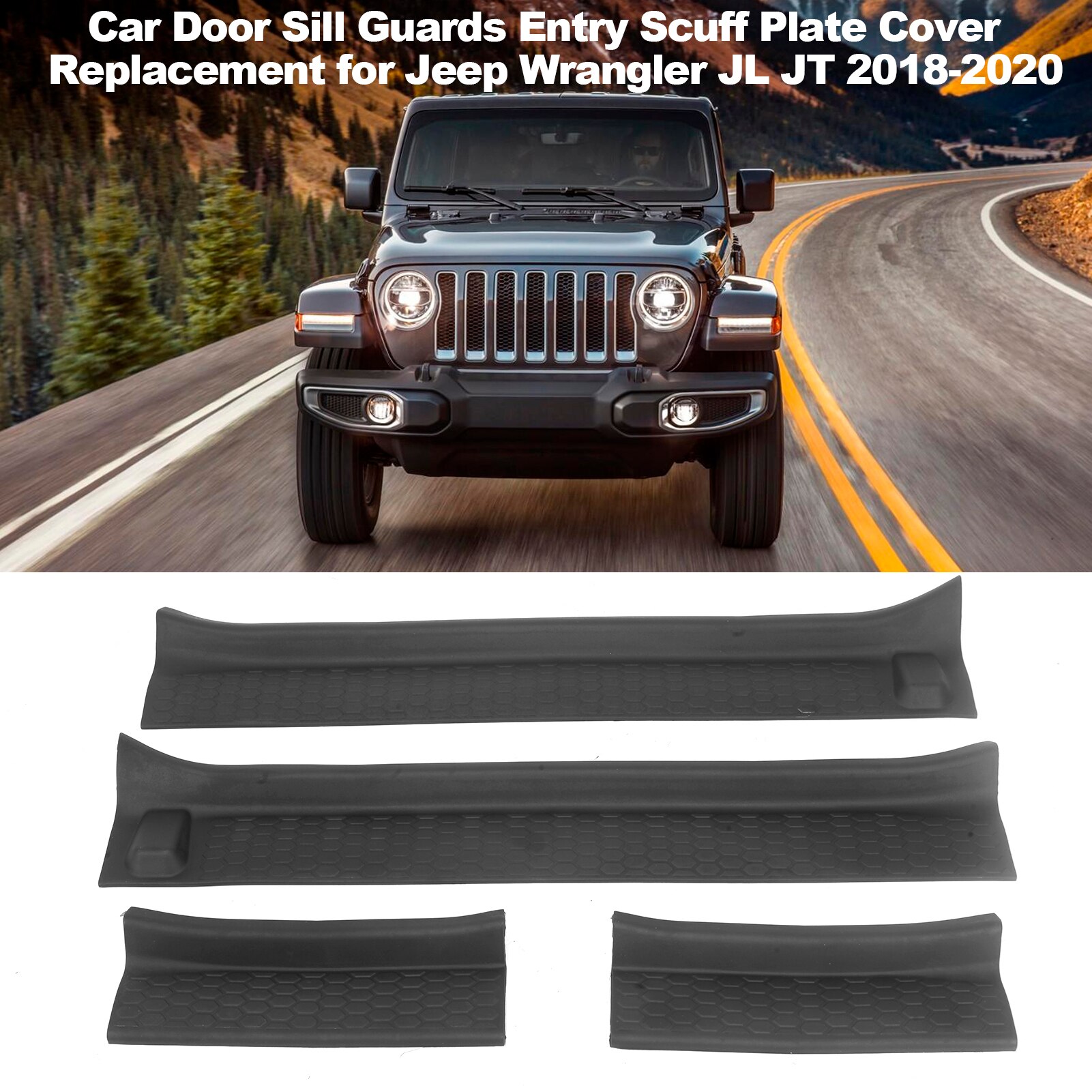 Auto Instaplijsten Guards Entry Scuff Plaat Cover Instaplijsten Protector Vervanging Voor Jeep Wrangler Jl Jt , 4 Stks/set