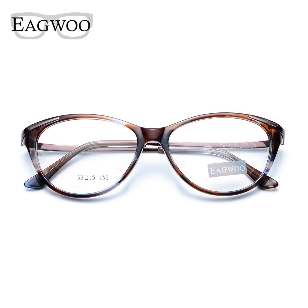 EAGWOO-gafas con de ojo de gato para mujer, lentes de con marco óptico borde completo, graduadas, color gris Tortuga, 8158