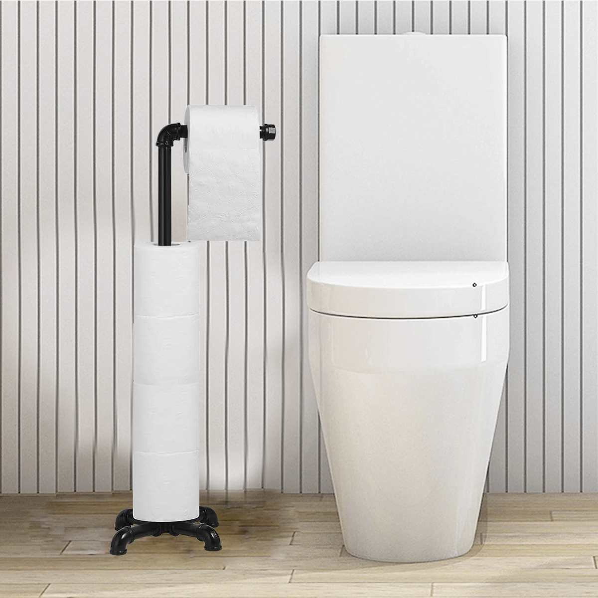 Iron Large Toilet Paper Holder Stand Reserv Storage Dispenser Free Standing Holder Bathroom Roll Tissue Paper Roll Stand