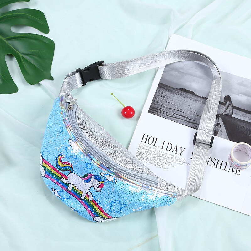 Pailletten Taille Verpakking Meisjes Schouder Riem Bag Kids Fanny Borst Zak Cartoon Meisjes Riem Mermaid Sport Portemonnee: 9
