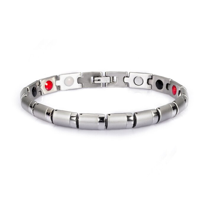 Magnetic Bracelet for Women Silver Color Friendship Stainless Steel Bracelet Female Germanium Health Energy Chain Bracelet Women: 4 elements