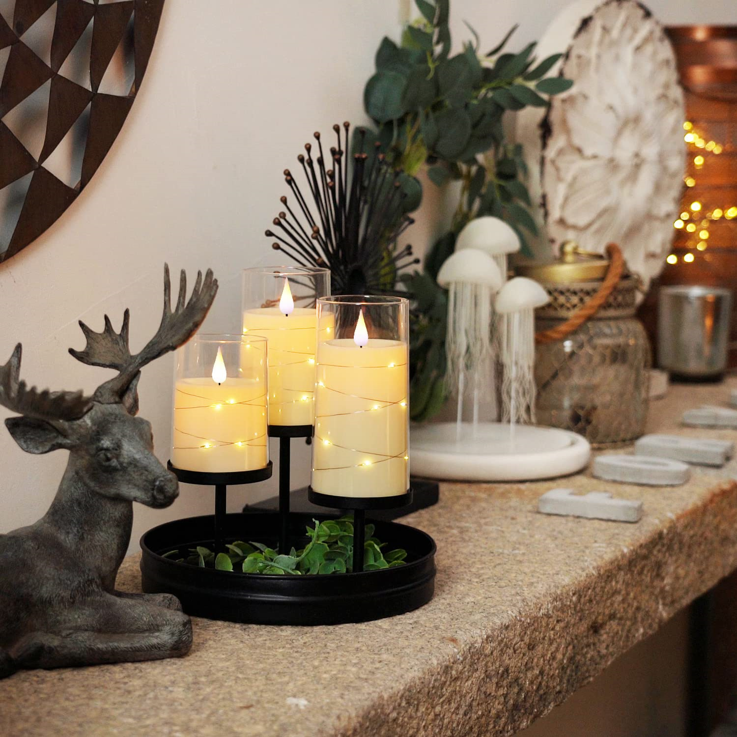 Bougies électroniques à LED pour la décoration de la maison, bandes lumineuses à LED avec télécommande, bougies en verre, fête de Noël et de mariage