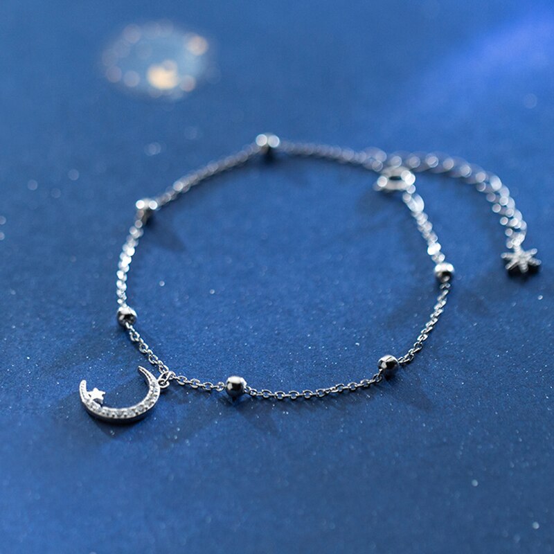 Neue Sterne Mond Quaste 925 Sterling Silber Knöchel Kette Einfache Gypsophila Kette Armbänder Fußkettchen Für Frauen Schmuck Mädchen Beste