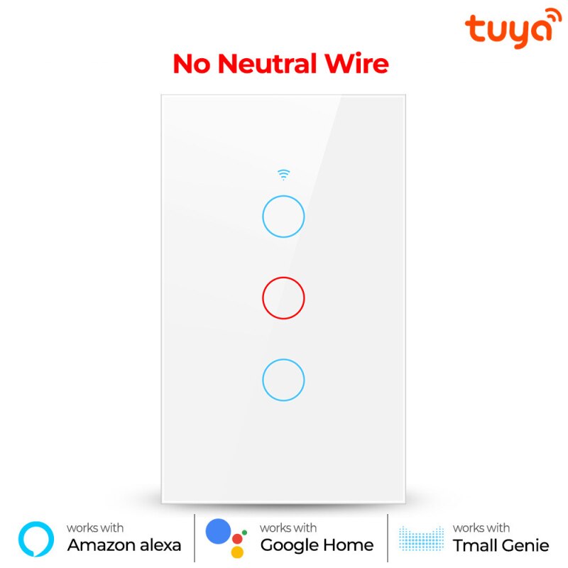 1/2/3 -fach tuya wlan-smart-touch-schalter für hausbeleuchtung, wandtaster, 120*72mm stück, kompatibel mit alexa und google home assistant, us-standard: Weiße 3- gang-tür