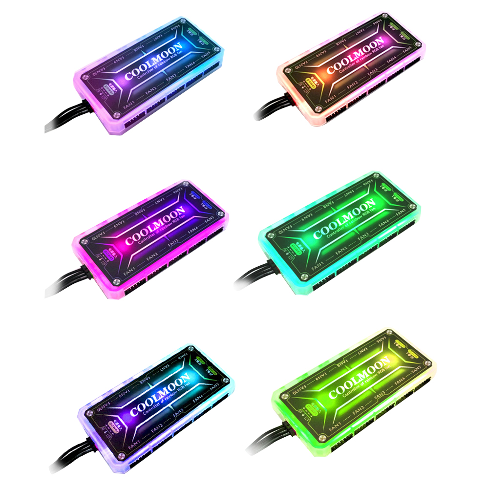 Coolmoon Argb Controller 4Pin Pwm DC12V 5A Argb Koelventilator Smart Afstandsbediening Voor Computer Pc Case Chassis Radiator