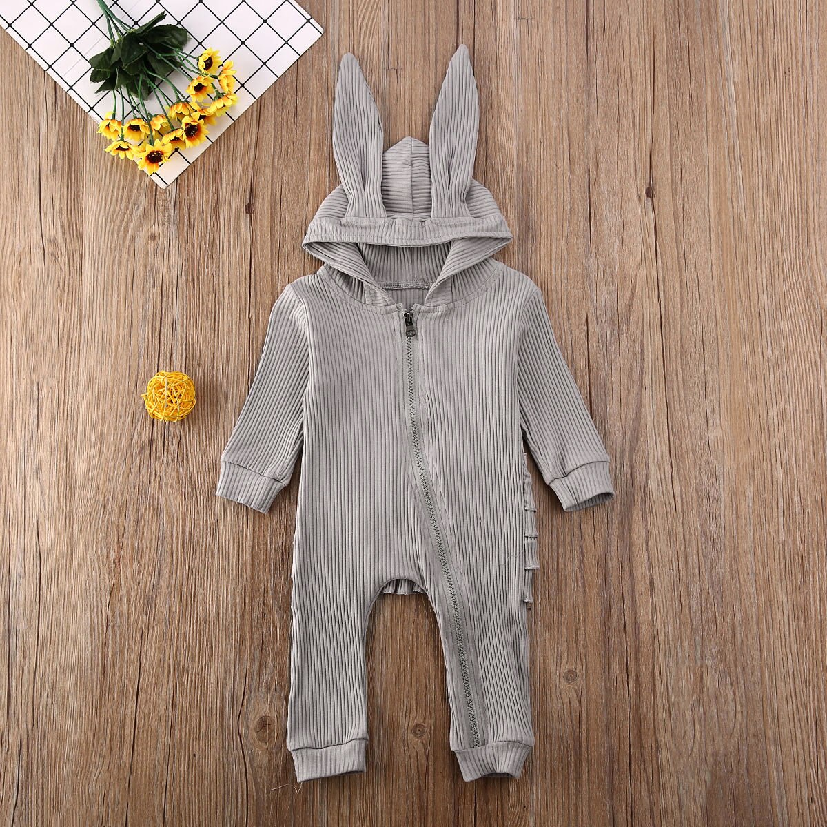 Baby Lente Herfst Kleding Baby Baby Meisje Jongen Lange Mouw Gebreide Ruches Romper Konijn Oren Jumpsuit Pasen Overall Kleding