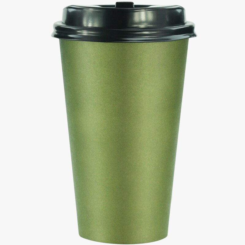 50 stuks 500ml wegwerpbekers voor koffie, verdikkend, papieren bekers voor feesten en bruiloften, met deksels