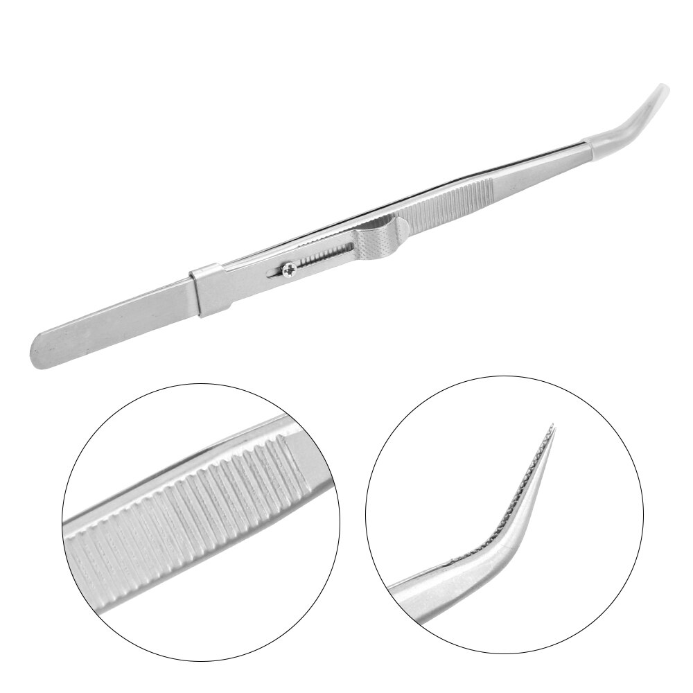 DIYWORK Presicion Industrial Tweezers for Jewelry Electronic Curved Tip Anti Static Stainless Steel Slide Lock Adjustable