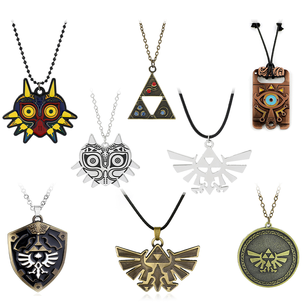 La légende du collier bouclier hylian oeil de Sheikah masque de Majora épée triforce symbole pendentif Zelda larmes du royaume
