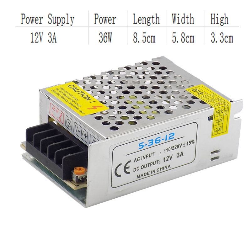 Voeding Verlichting Transformator Adapter Dc 12V 3A Cctv Camera Converter Voor Led Strip Light Switch Driver Oplader H10