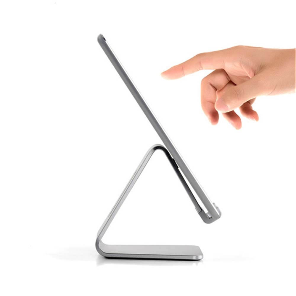 Silver Aluminum Alloy Desktop Stand For 3.5 to 10 inch Mobile Tablet Minimalist Device Holder Add Height Bracket