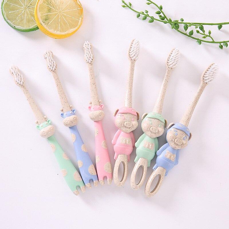 1 Pc Baby Straw Soft-bristled Toothbrush Children Cartoon Animal Training Toothbrushes Dental Health Care Stuff for 2-5Y Babies