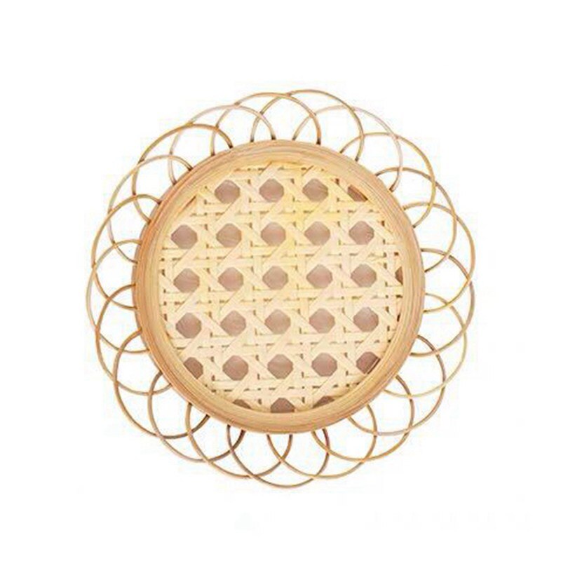 Japanese Style Bamboo Round Rattan Woven Saucer Handmade Bamboo Coaster Cup Holder Pot Pad Tea Mat Rattan Woven Cup