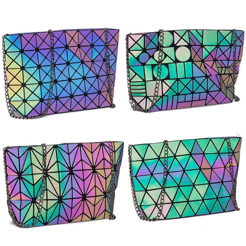 Messenger Tas Vrouwen Keten Zak Lichtgevende Geometrische Sling Bag Sac Femme Schouderband Vrouwelijke Bolsas Feminina