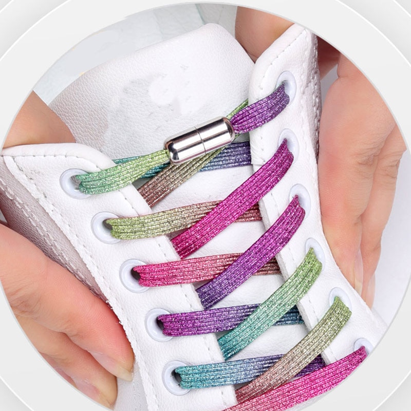 Dovne snørebånd elastiske farverige flade snørebånd uden slips snørebånd børn voksne sneakers dovne snørebånd one size passer alle sko