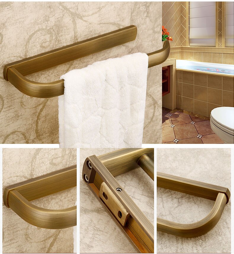 Single Bathroom Kitchen Towel Bar Towel Holder Antique Brass Golden Bathroom Tolwer Holder Rod