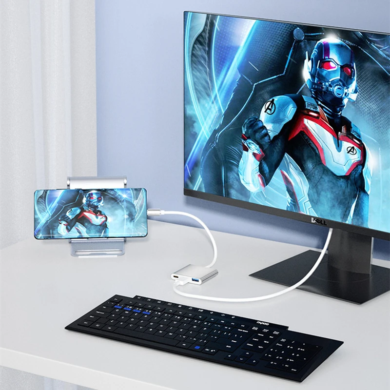 Koncentrator USB C na 4K HDTV Stacja dokująca USB 3.0 typu C do Macbooka iPad Samsung S20 Dex Xiaomi 12 TV PS5 Nintendo Switch