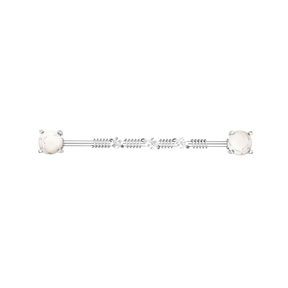 Schmetterling Pfeil Industrielle Hantel für Frauen Männer Stahl CZ Knorpel Wendel Ohrringe Zucht Karosserie durchbohren Schmuck Oreja 14G x 38mm 1PC: 2369-SR