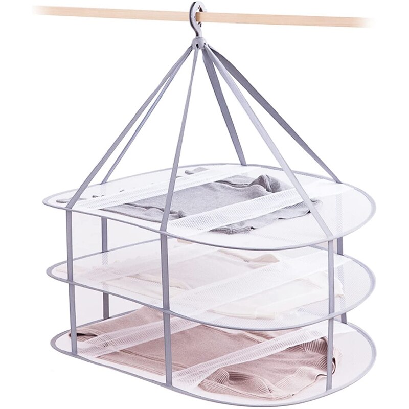 Sweater Drying Rack Hanging Clothes Hanging Dryer Laundry Mesh Drying Rack, Foldable Clothing Dryer Racks