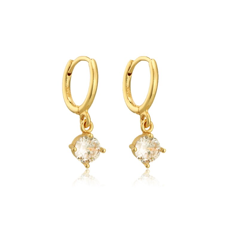 Moda zircone colorato goccia d'acqua piccoli orecchini a cerchio ciondola orecchini a cerchio per gioielli da donna accessori Pendientes: W0103-Y