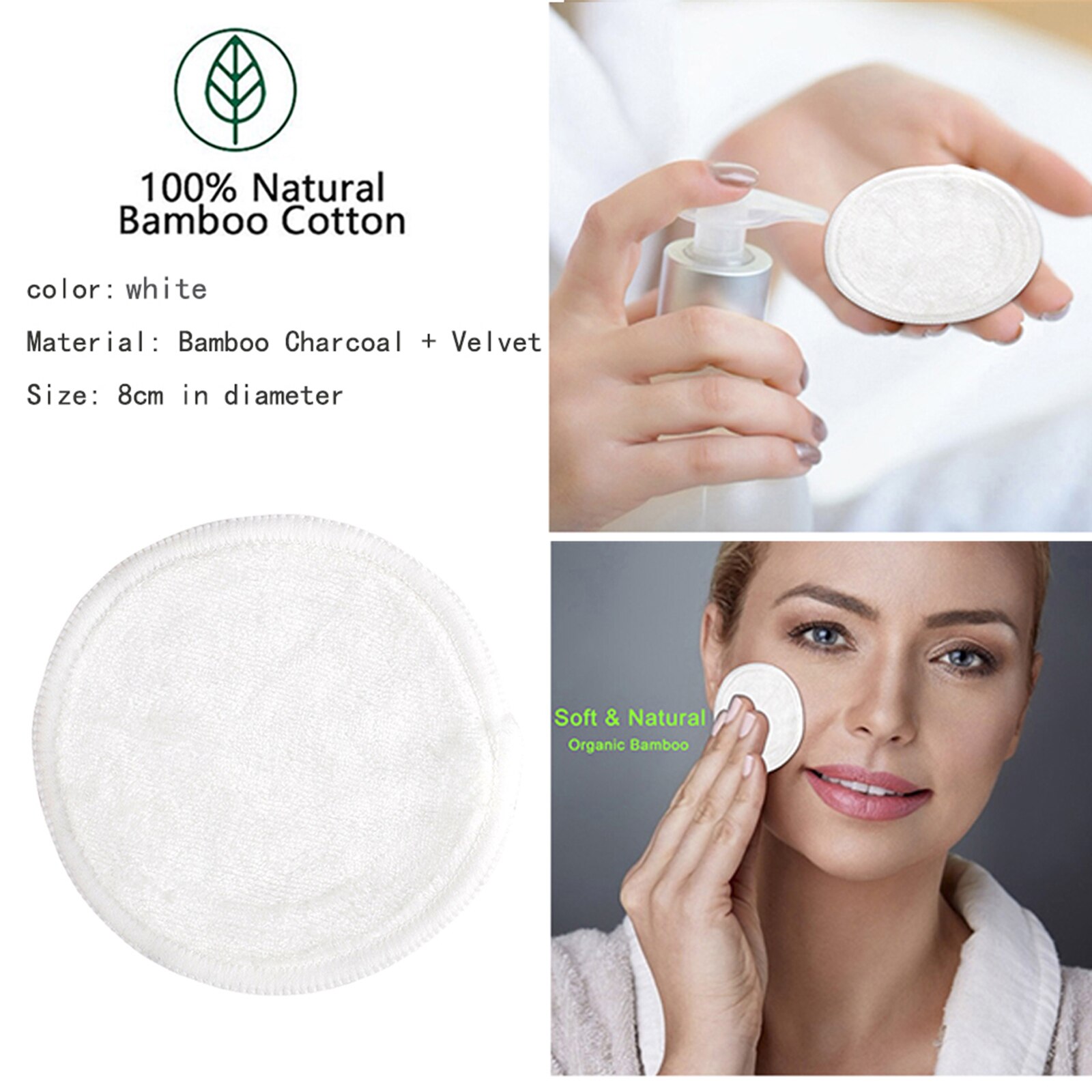 12/16/20pcs Reusable Bamboo Cotton Pads Washable Makeup Up Pads Remover Sets Washable Environmental Protection With Laundry Bag