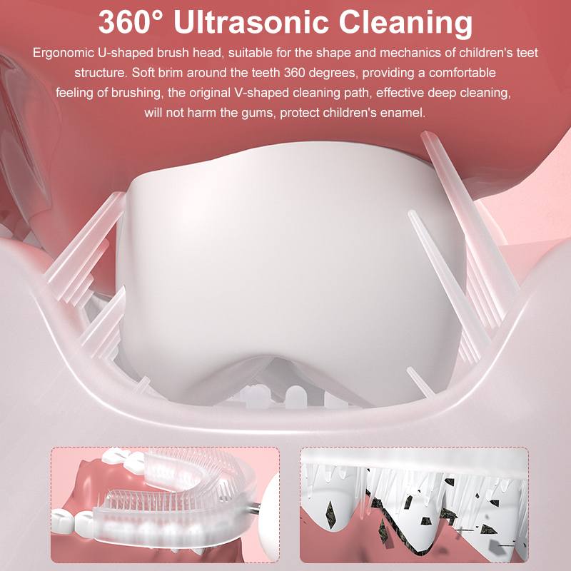 2 Styles Smart Electric Toothbrush 360° U-Shaped Automatic Ultrasonic Cleaning Toothbrush USB Charging for Aged 2-12