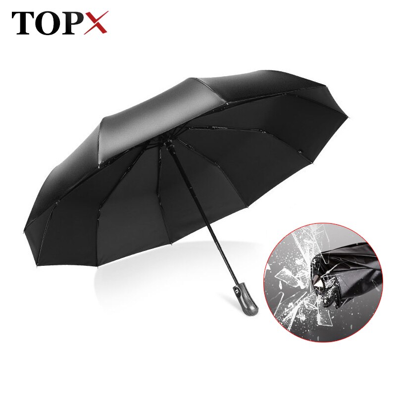 TOPX Car Safety Hammer Automatic Umbrellas Wind Resistant Men Black Coating Three Folding Umbrella Rain Women