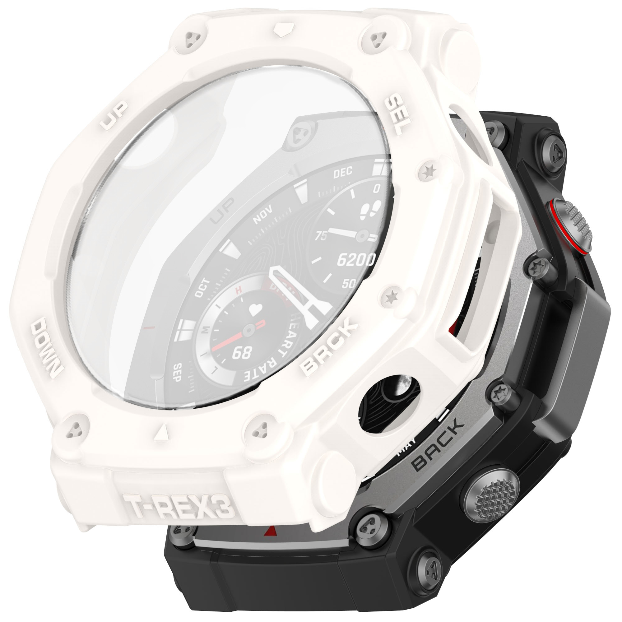 Vidrio + funda para Amazfit t-rex 3 Protector de pantalla antiarañazos película de vidrio templado + parachoques cubierta protectora de silicona Accesorios: Verde