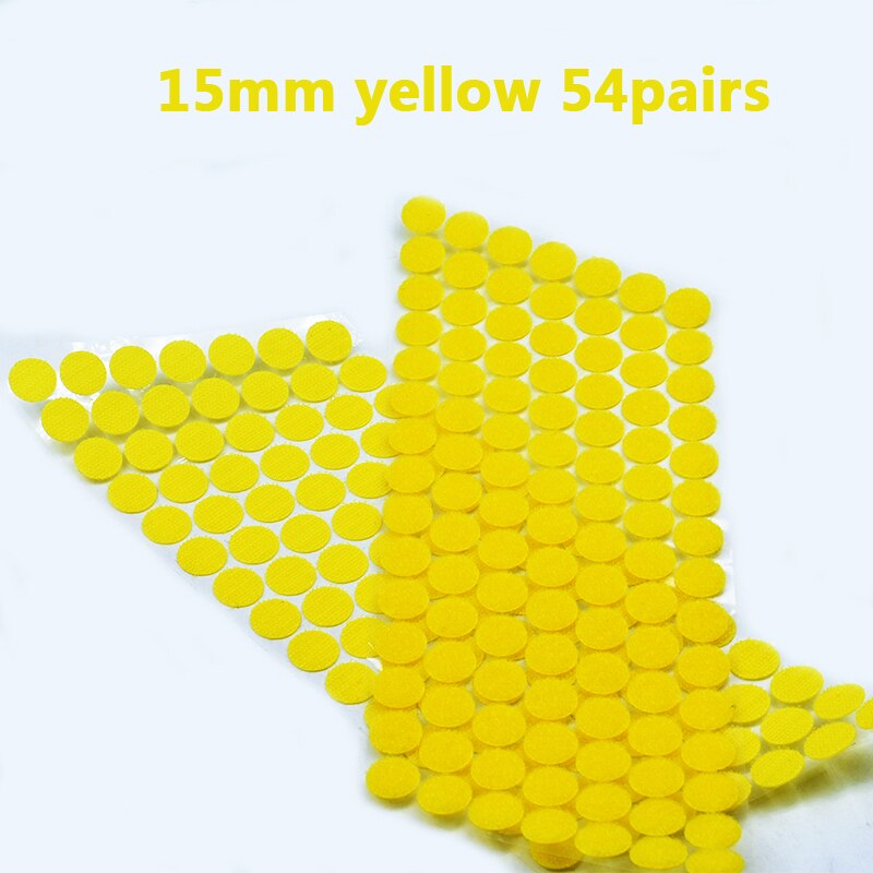 15mm 102 par farverige hvide selvklæbende fastgørelsestape krogløkke velcrobånd kabelbinder rund velcro nylonklistermærker gør-det-selv tilbehør: 15mm gule 54 par
