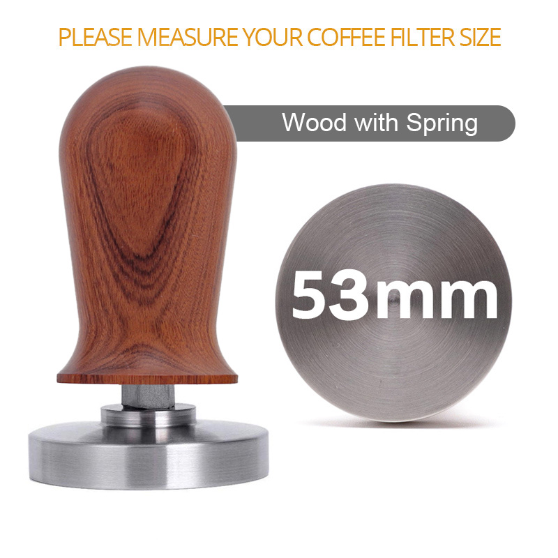 Barista Espresso Sabotage Flat Base, Siliconen Koffie Tamper Mat (51/53/58Mm): 53 mm wood spring